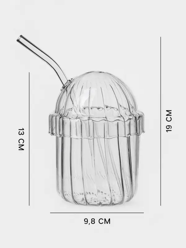 Стакан Magistro &laquo;Полоска&raquo;, 450 мл, 9.8&times;19 см, с трубочкой, стекло, прозрачный