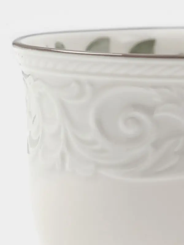 Чайная пара WY Floral Laceware, 2 предмета: чашка 300 мл, блюдце d=15 см, фарфор, белая, серая