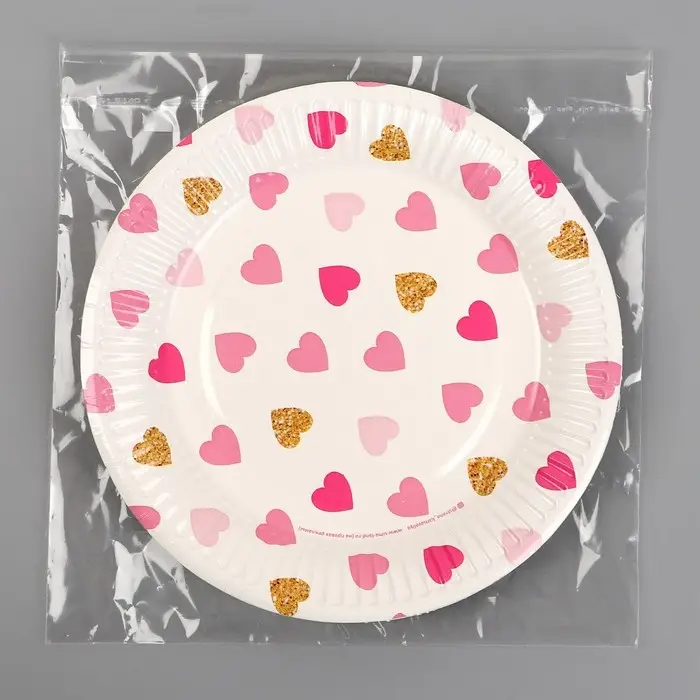 Тарелка одноразовая бумажная Тарелка одноразовая бумажная "Сердца"
