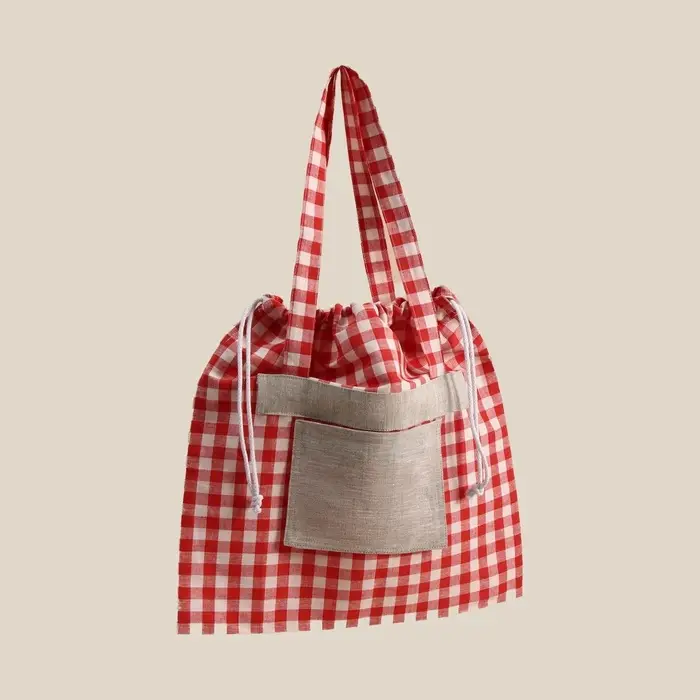 Сумка шоппер SL HOME Red cage, 50&times;50 см, 100% лён, 150 г/м2