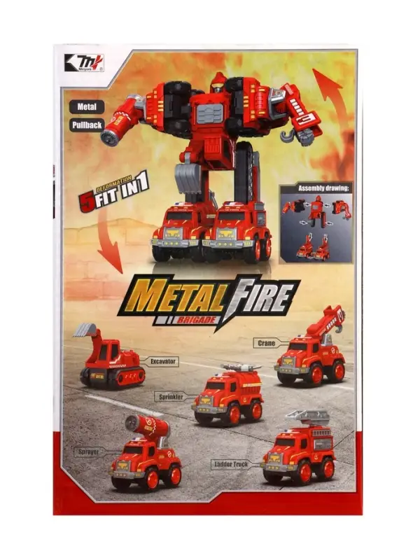 Робот-трансформер «Огнеборец» 5в1, собирается из 5 машинок, подвижные детали Робот-трансформер «Огнеборец» 5в1, собирается из 5 машинок, подвижные детали
