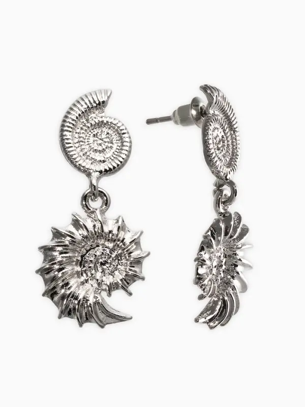 Серьги металл Серьги металл "Ракушки", цвет серебро