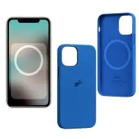 Чехол iPh 12 Pro Max Silicon Case  Capri Blue (MagSafe + анимация NFC) c LOGO