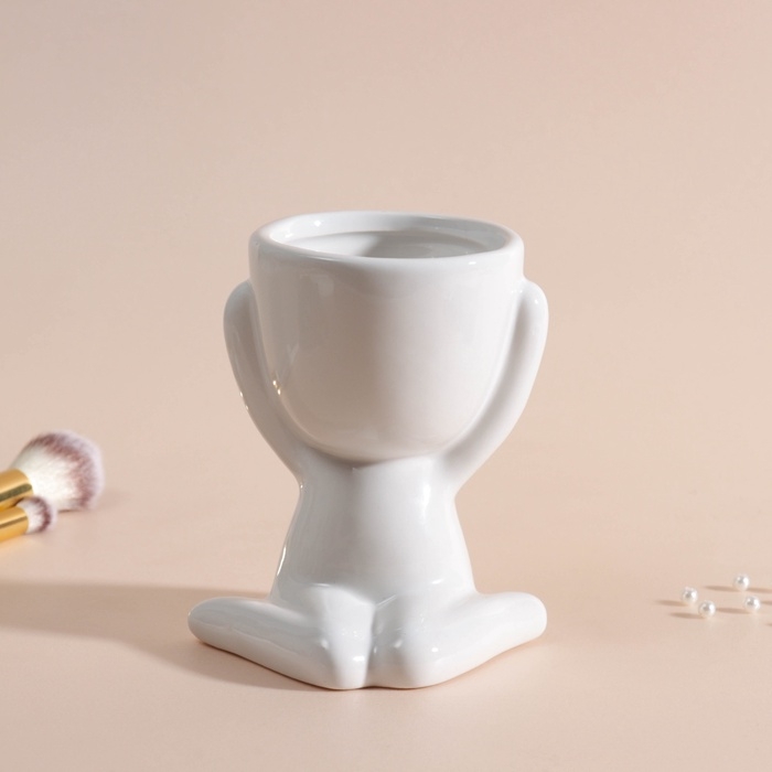 Предмет интерьера "Мистер Грин" любитель тишины 11,1*9,7*8,5 белый керамика