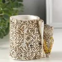 Фигурка-карандашница полистоун &laquo;Филины с орнаментом&raquo;, 6.5&times;8.5&times;9 см