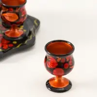 Подарочный набор: 6 шт. 30 мл рюмок на подносе, дерево хохлома