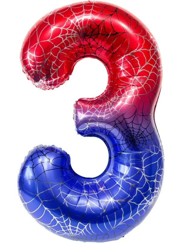 Воздушный шар фольгированный 40" цифра "3" героическая тема, цвет красный и синий, в ин.уп.