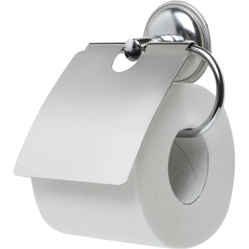 Держатель для туалетной бумаги металлич.хромирован.с крышкой