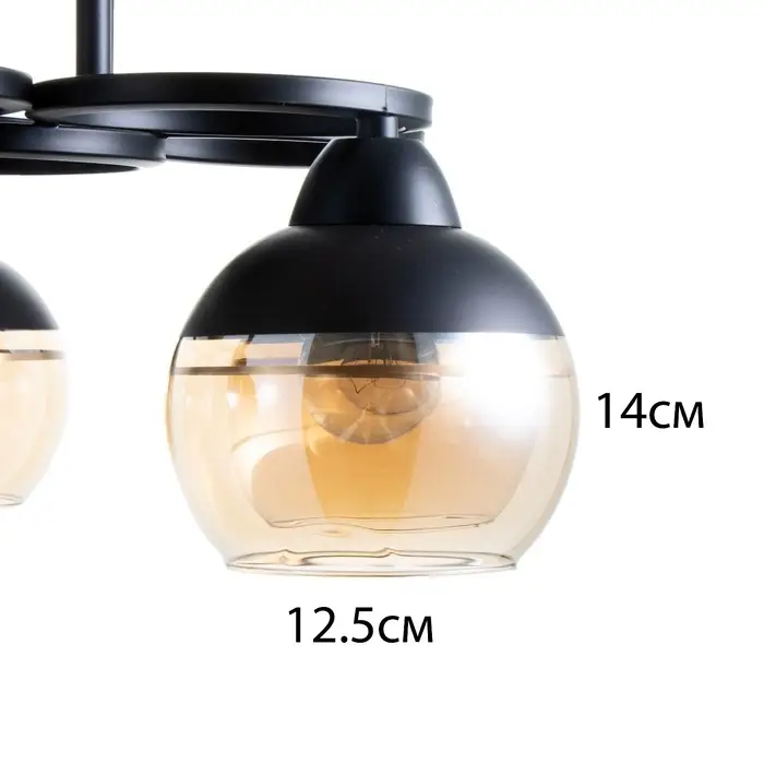 Светильник потолочный BayerLux &laquo;Айрис&raquo;, 5&times;Е27, 40 Вт, чёрный, 47&times;47&times;23 см