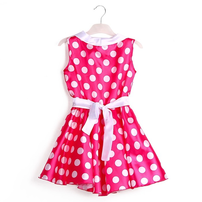 Карнавальный костюм «Стиляги 6», платье фуксия в белый горох, повязка, р. 34, рост 134 см Карнавальный костюм «Стиляги 6», платье фуксия в белый горох, повязка, р. 34, рост 134 см