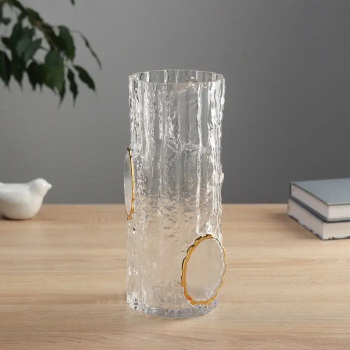 Ваза для цветов &laquo;Милагрос&raquo;, текстура дерева, 25&times;9.5 см, стекло, прозрачная