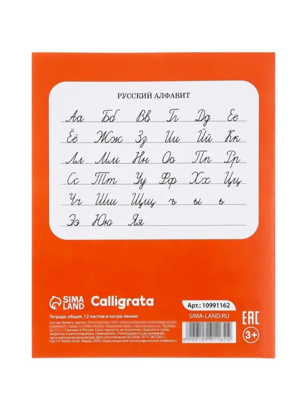 Тетради 10 штук, 12 листов в косую линейку Calligrata KIDS, блок офсет
