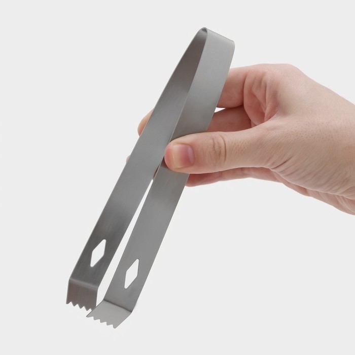 Щипцы для льда Доляна, 16×1,8 см, цвет серебристый Щипцы для льда Доляна, 16×1,8 см, цвет серебристый