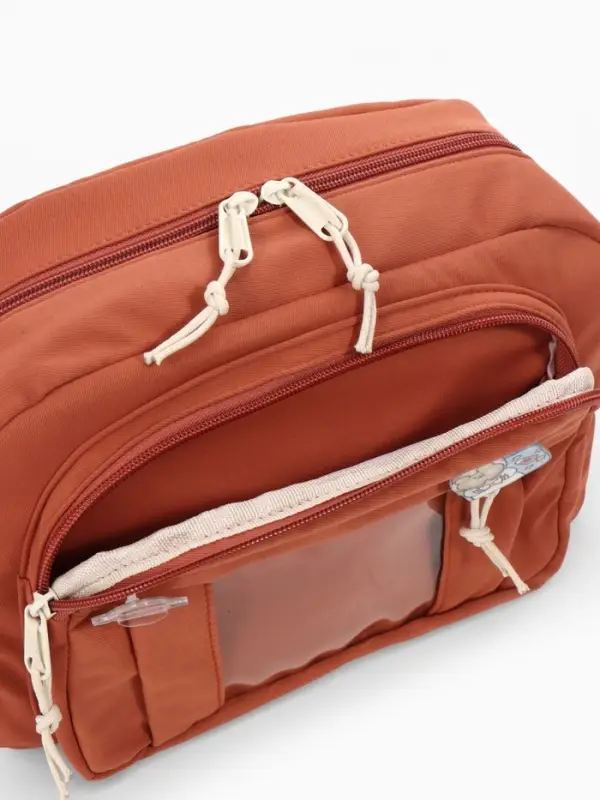 Сумка молодёжная на молнии, со значками, 23&times;5.5&times;16 см, рыжая