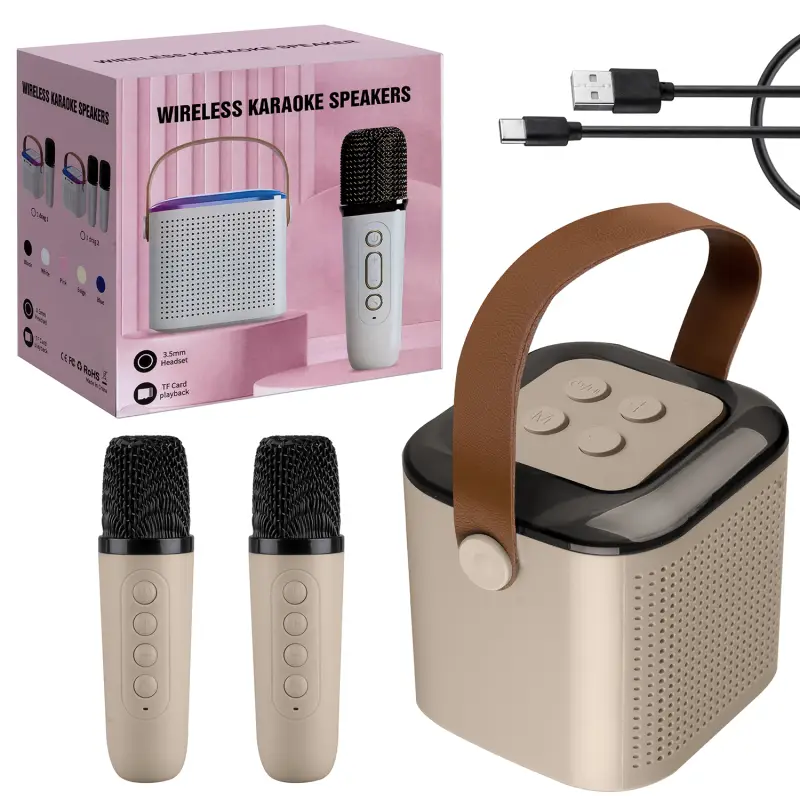 Портативная акустика с 2 микрофонами Y1 Бежевая (40шт/кор)