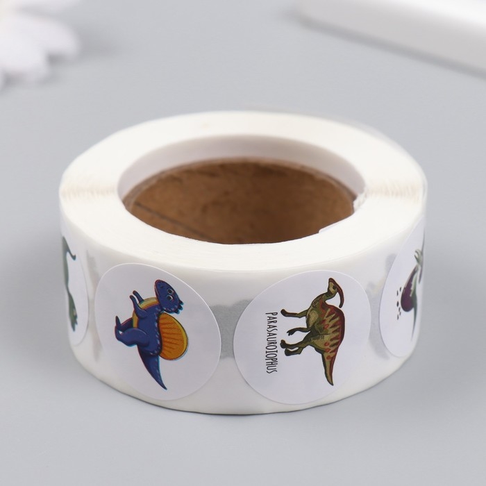 Наклейка бумага Наклейка бумага "Дино парк" d=2,5 см 500 шт в рулоне