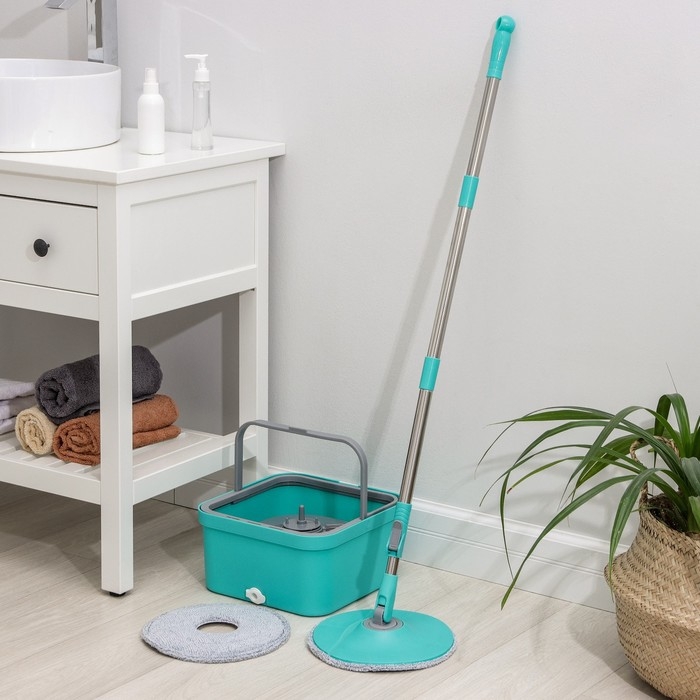 Швабра с отжимом и ведро, насадка из микрофибры, компакт Швабра с отжимом и ведро, насадка из микрофибры, компакт
