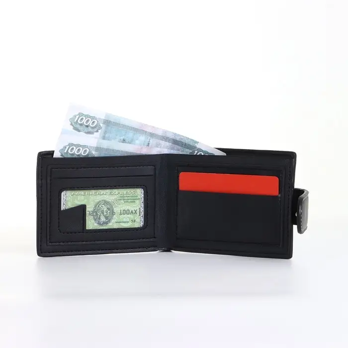 Портмоне мужское на кнопке, чёрное