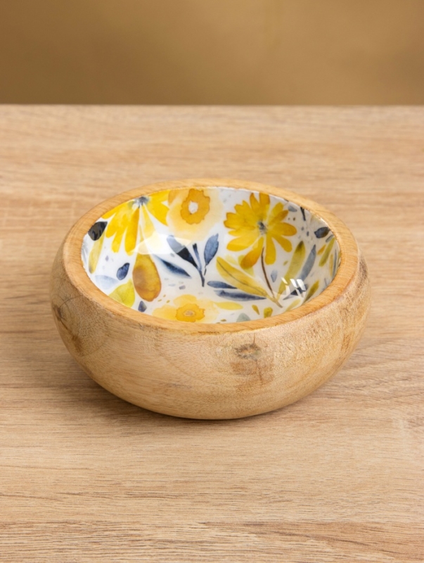 Набор розеток на подносе  Набор розеток на подносе "Желтые и синие цветы" (3 шт) дерево манго 33,5х13х6,5 см