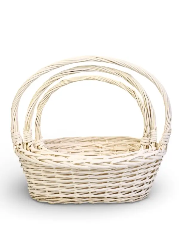 Набор корзин 3 шт ИВА 44x37x16 37х32x14 31х27x12 см ПЛЕТ ручка h=20/18/16 см бел