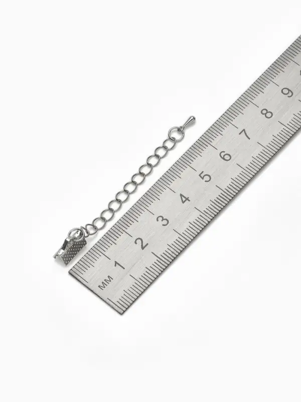 Зажим для ленты (пара) QF, 10 мм, металл, с цепочкой удлинителем, цвет серебро