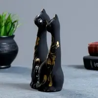 Фигурка керамика &laquo;Коты влюбленные&raquo;, чёрные, 5&times;10&times;17 см