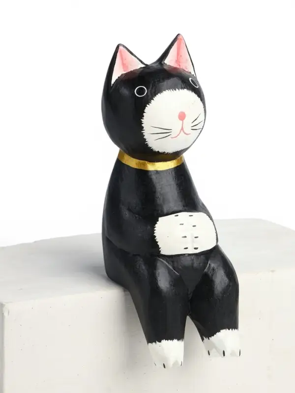 Сувенир &laquo;Кот сидячий&raquo;, 5&times;6&times;15 см, дерево, чёрный