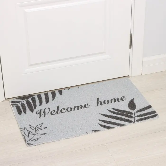 Коврик придверный Доляна Welcome home, 48&times;78 см, серый