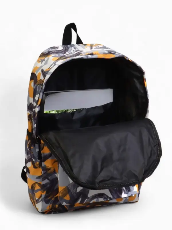 Рюкзак школьный, с абстрактным принтом, размер 30&times;13&times;42 см, жёлтый