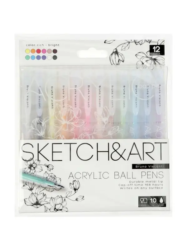 Набор акриловых ручек 12 цветов, 1.0 мм