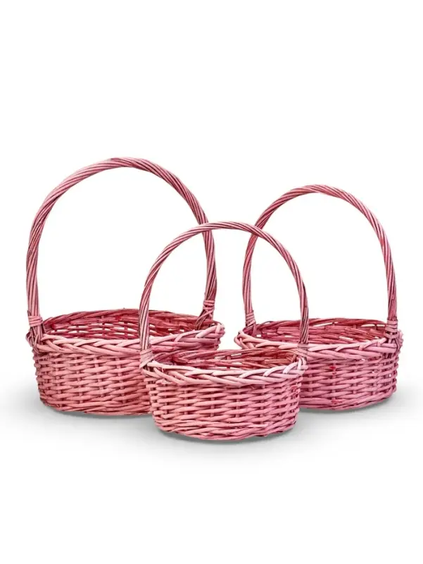 Набор корзин 3 шт ИВА 38x38x14 33x33x12 27х27x12 см ПЛЕТ ручка h=20/18/16 см