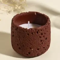 Свеча в вулканическом подсвечнике "Лава" терракот 8,5х8,5х7,5 см