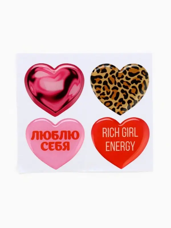 Объёмные 3D стикеры на телефон «Сердца», 4 шт., 3×3 см Объёмные 3D стикеры на телефон «Сердца», 4 шт., 3×3 см