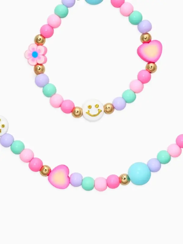 Набор детский &laquo;Выбражулька. Смайл&raquo;, 2 предмета: бусы, браслет, разноцветный