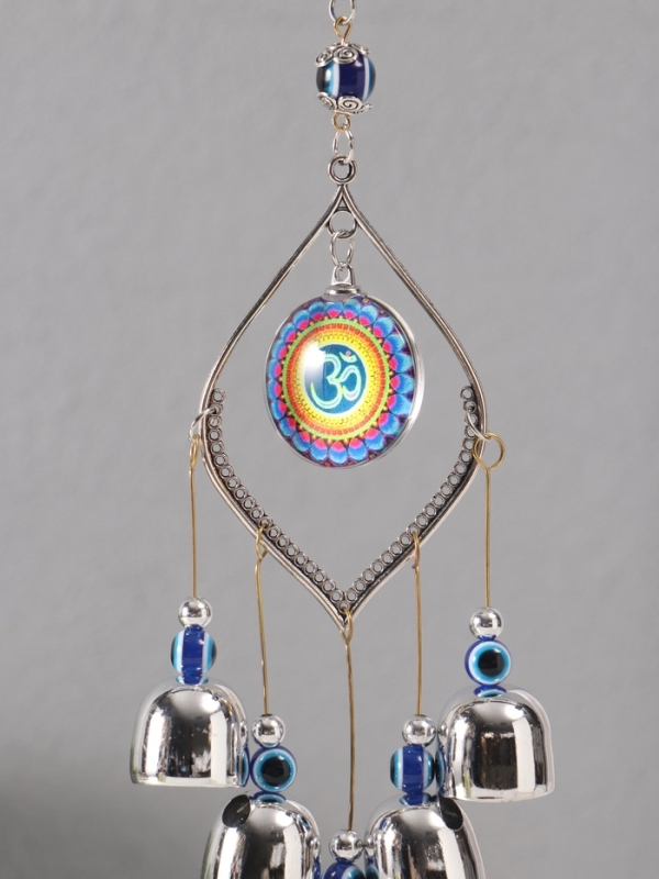 Музыка ветра металл от сглаза "Мантра ОМ" 5 колокольчиков 36 см