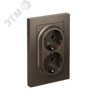 Розетка ATLASDESIGN двойная с заземлением со шторками 16А в сборе мокко