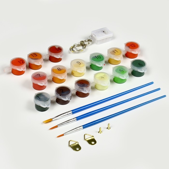 Новогодняя картина по номерам с подрамником и гирляндой «Новый год! Новогодний венок», 20 х 30 см Новогодняя картина по номерам с подрамником и гирляндой «Новый год! Новогодний венок», 20 х 30 см