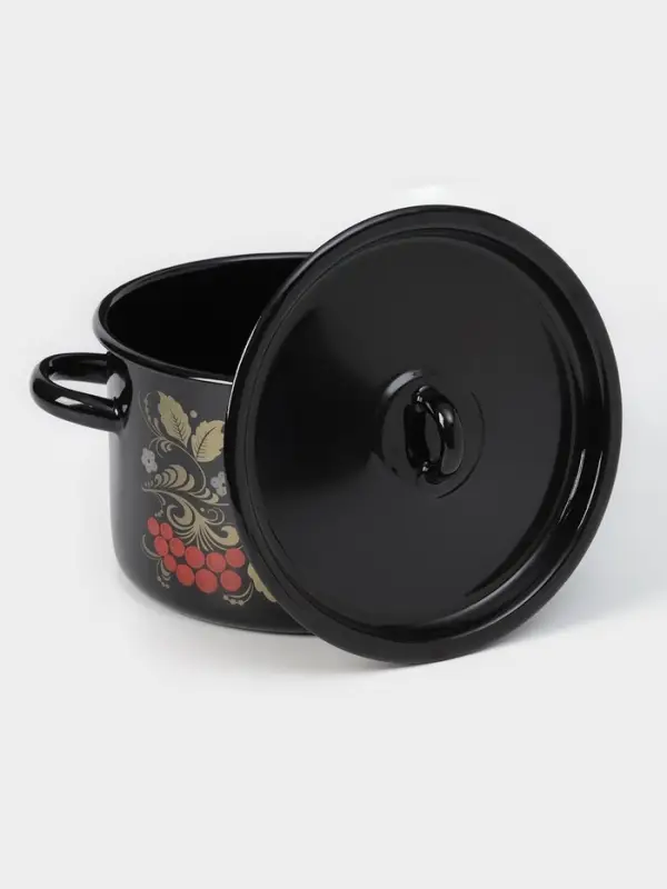 Кастрюля эмалированная, 2.9 л, d=20 см, с крышкой, деколь МИКС, ручка МИКС