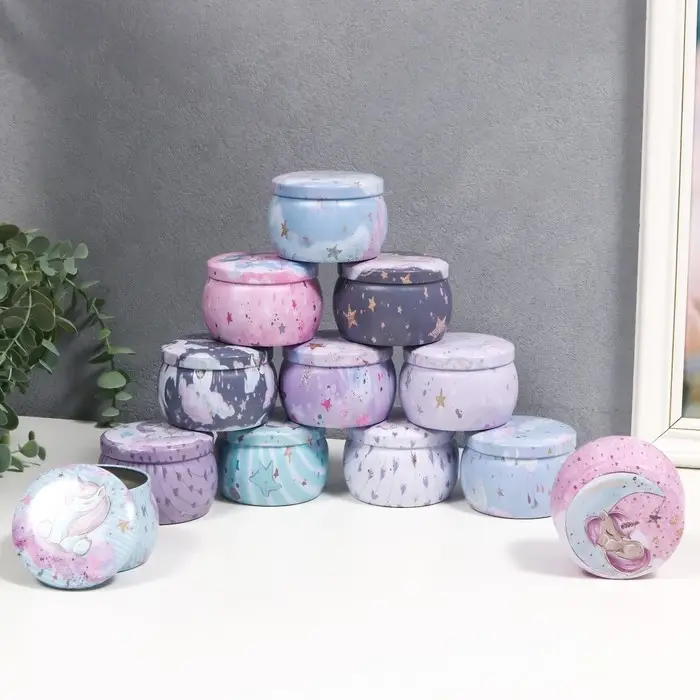 Шкатулка металл круглая Шкатулка металл круглая "Единорожек" МИКС 5х6,5х6,5 см