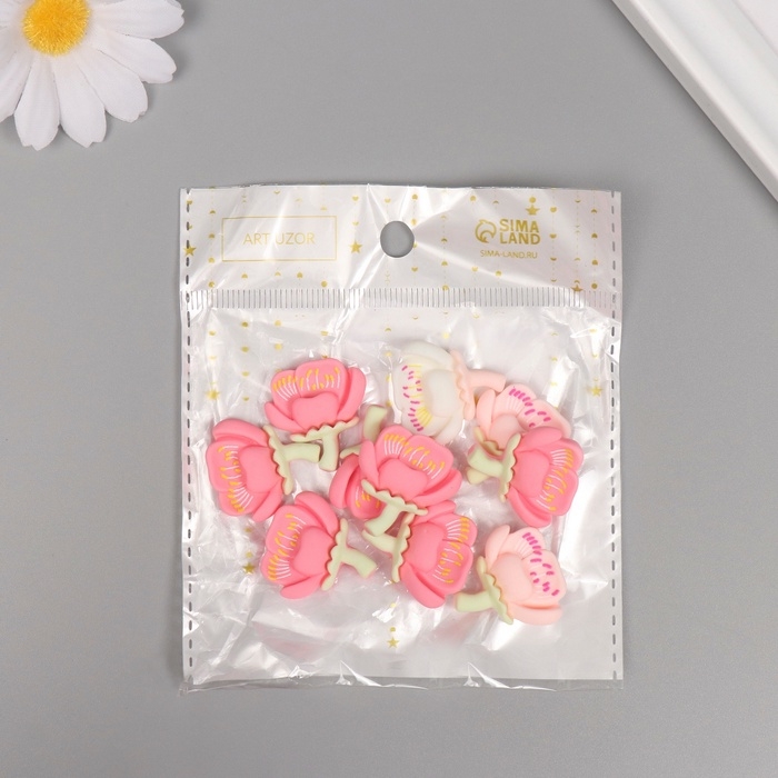 Декор для творчества пластик Декор для творчества пластик "Распустившийся тюльпан" набор 10 шт МИКС