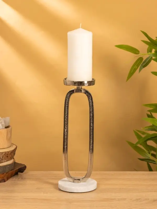 Подсвечник Подсвечник "Эллипс" 10х10х30 см, d 7,5 см, алюминий, мрамор