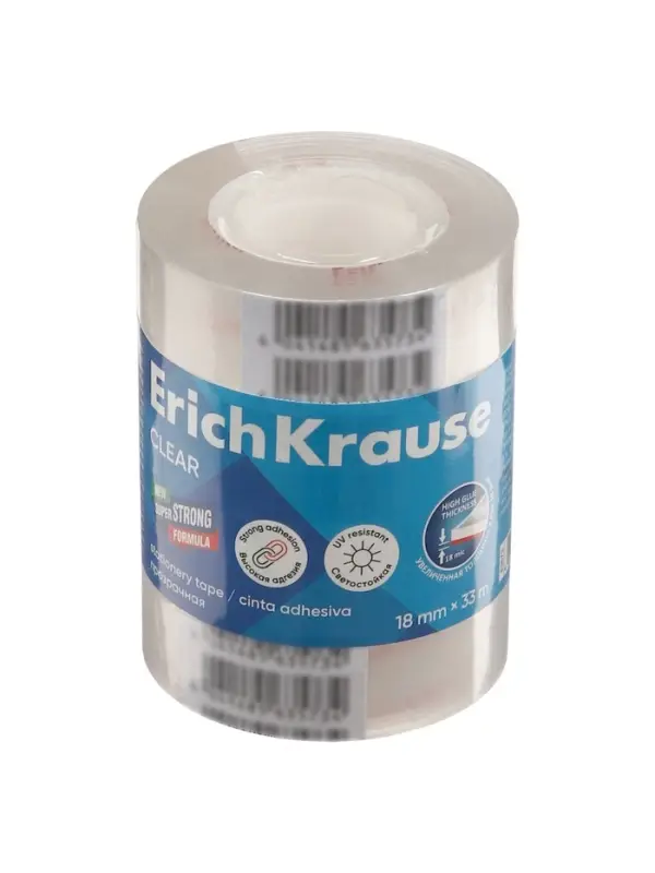 Набор из клейких лент ErichKrause Clear, 18 мм &times; 33 м, прозрачная