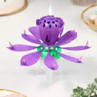 Свеча для торта музыкальная &laquo;Тюльпан&raquo;, крутящаяся, фиолетовая, 14.5&times;6 см