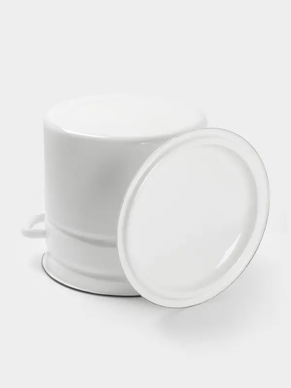 Кастрюля эмалированная, 12 л, d=26.5 см, с крышкой, без декора, белая