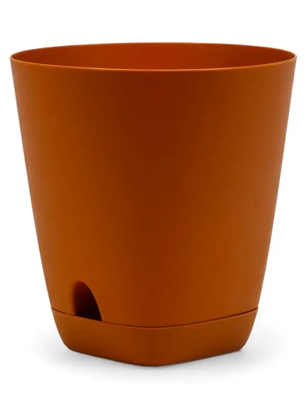Кашпо с прикорневым поливом 2 л D-14,5см, H-15см карамель Кашпо с прикорневым поливом 2 л D-14,5см, H-15см карамель "Гранд"