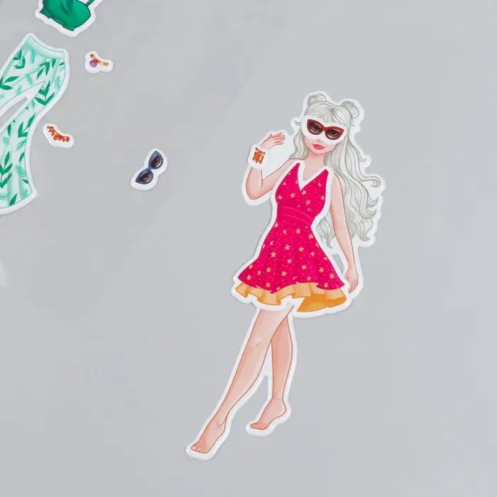 Наклейка «Одень куклу. Летний», для скрапбукинга, творчества, пластик, 15×20 см Наклейка «Одень куклу. Летний», для скрапбукинга, творчества, пластик, 15×20 см