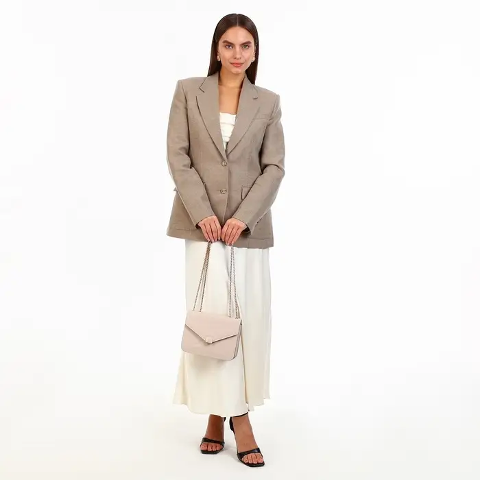 Сумка женская мессенджер на магните, 20&times;6&times;13 см, бежевая