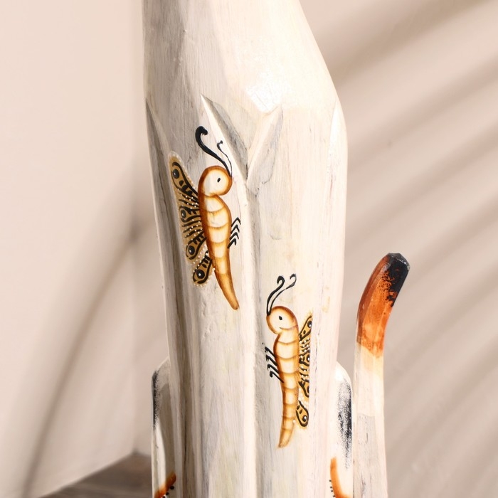 Сувенир дерево Сувенир дерево "Кошка с золотыми бабочками и зеркальным сердцем" 100х16х7 см