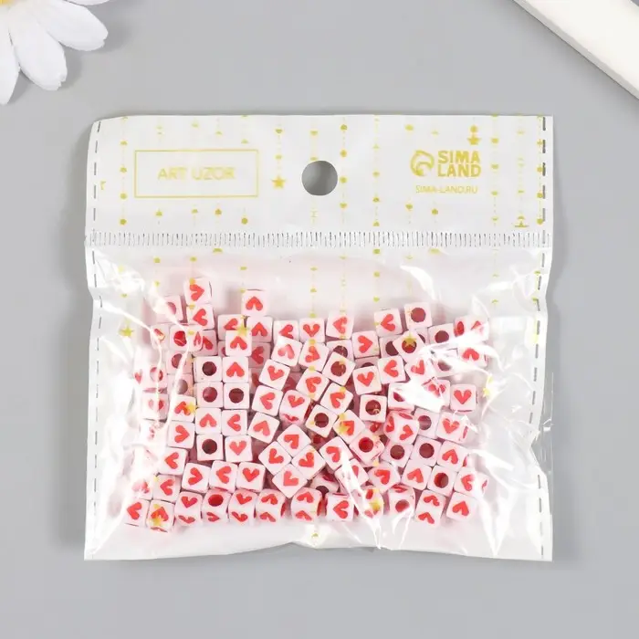 Набор бусин для рукоделия и плетения «Арт Узор. Красное сердечко в кубе», 20 г, пластик, 0.5×0.5 см Набор бусин для рукоделия и плетения «Арт Узор. Красное сердечко в кубе», 20 г, пластик, 0.5×0.5 см