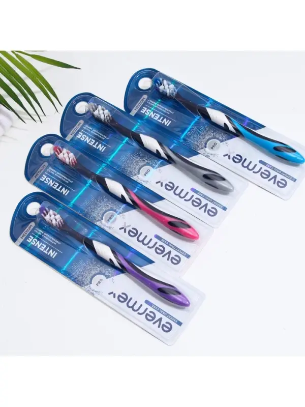 Зубная щётка Evermex Intense, средней жёсткости, микс, 1 шт.